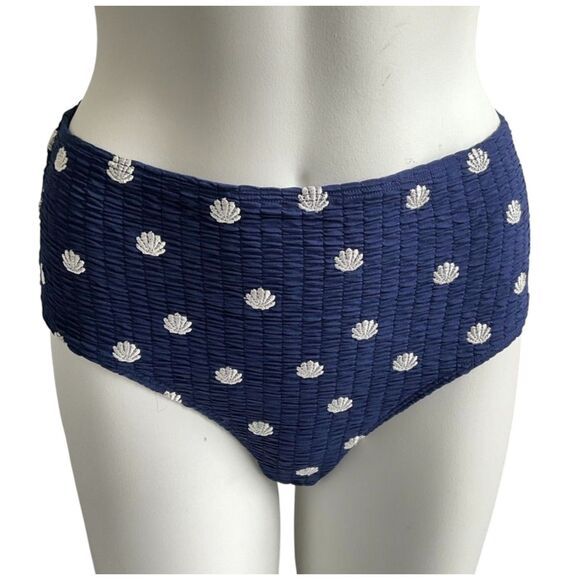 & Other Stories Shell Print High Waisted Bikini Bottom Blue 6 - Picture 2 of 12